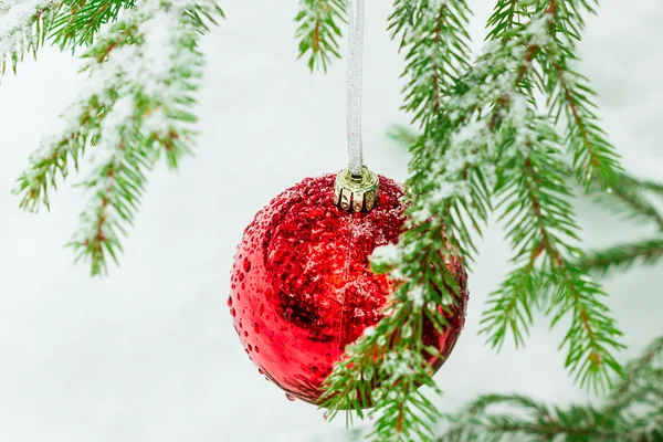 Christmas balls outdoors — Stock Photo, Image