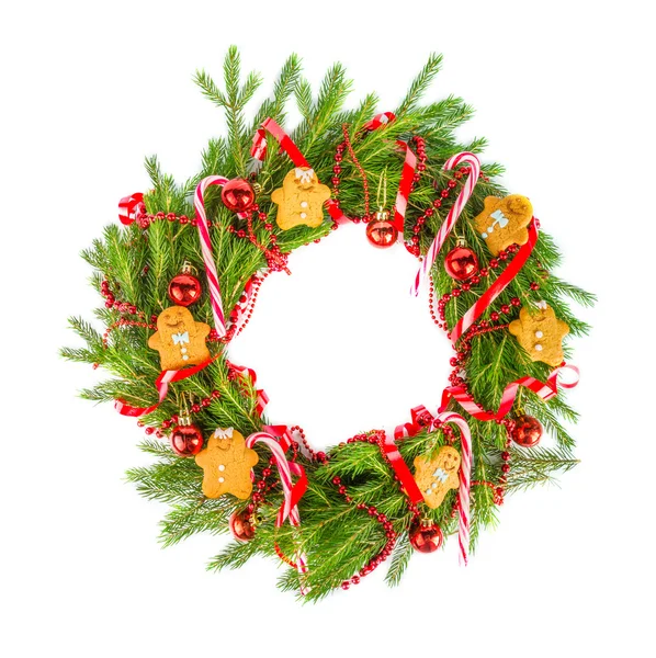 Christmas wreath with ginger cookies — Stock Photo, Image