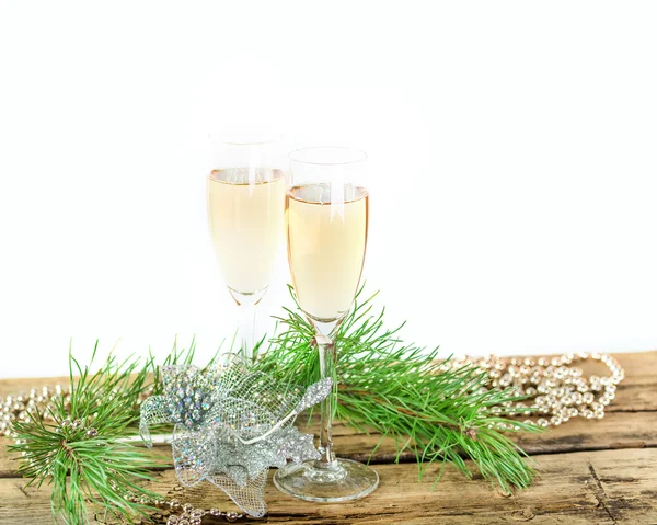 Kerstmis champagne bekers — Stockfoto