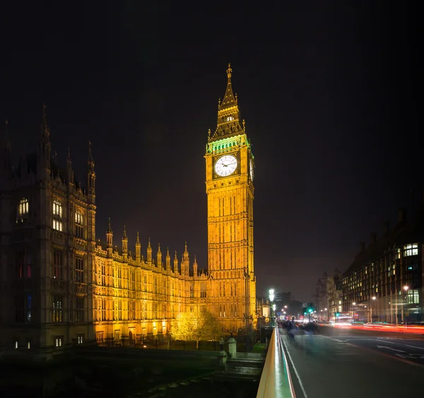 Big ben v noci Londýn Velká Británie — Stock fotografie