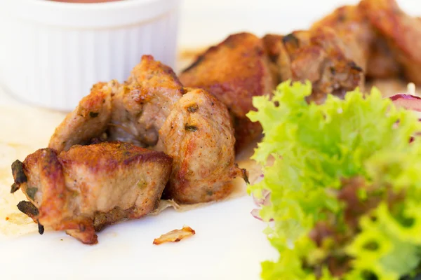 Pork bbq barbecue on a plate — Stock Photo, Image