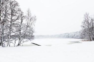 Kış gölde buz ve kar