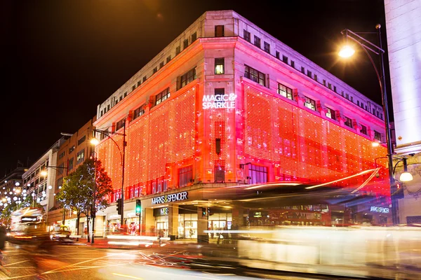 12 November 2014 Marks and Spenser shop on Oxford Street,  London, UK, decorated for Christmas and 2015 New Year — Stock Photo, Image
