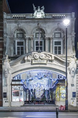 13 November 2014 Burlington arcade shops at Picadilly Street, London, decorated for Christmas and New 2015 Year, England, Uk clipart