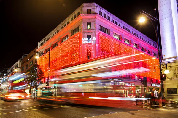 13 November 2014 Marks and Spenser shop on Oxford Street, London, decorated for Christmas and New 2015 Year, England, Uk — Stock Photo, Image