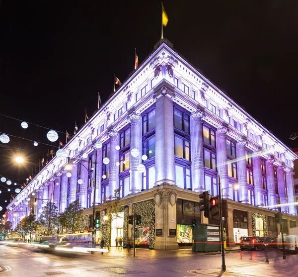 13 November 2014 Oxford Street, London, decorated for Christmas and New 2015 Year, England, Uk — Stock Photo, Image