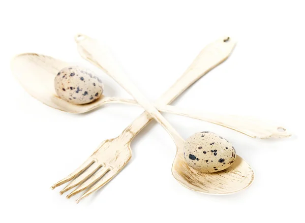 Huevos de Pascua en cucharas —  Fotos de Stock