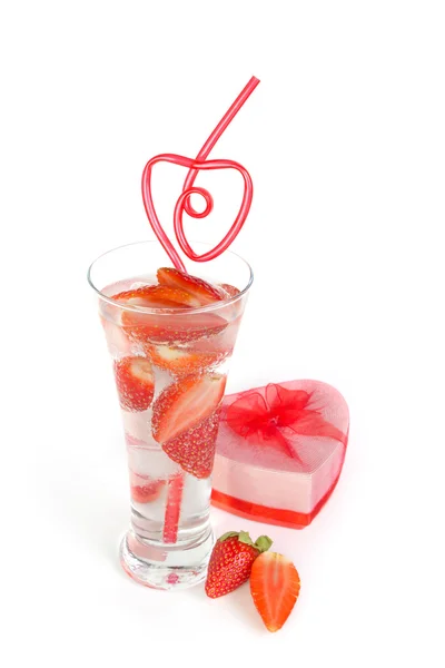 Valentine jahody a srdce — Stock fotografie