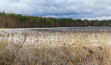 erken ilkbaharda göl buz ve son kar gündüz