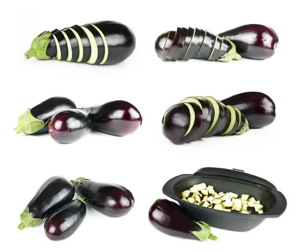 Set of eggplants on white — Stock Photo, Image