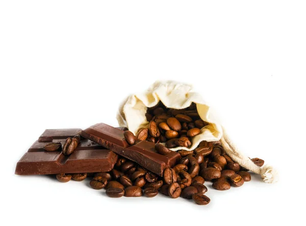 Chicchi di caffè e choclate — Foto Stock