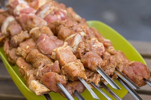 Churrasco de porco fresco ao ar livre — Fotografia de Stock