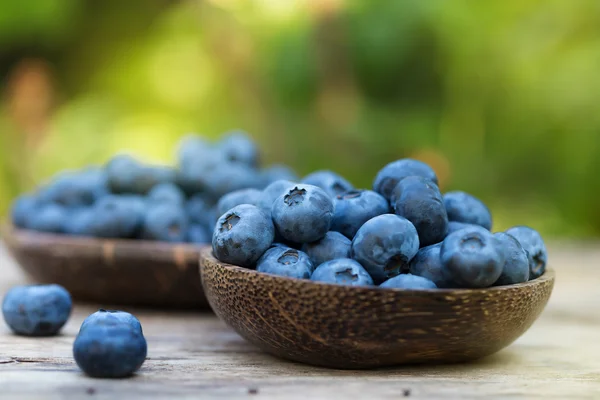 Verse smakelijke bosbessen in tuin — Stockfoto