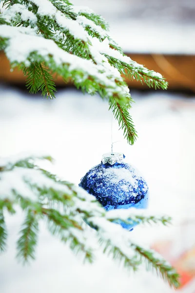 Christmas balls outdoors — Stock Photo, Image