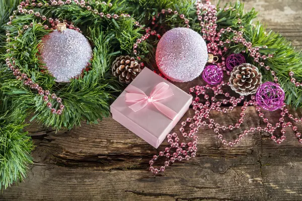 Rózsaszín karácsonyi összetétele — Stock Fotó