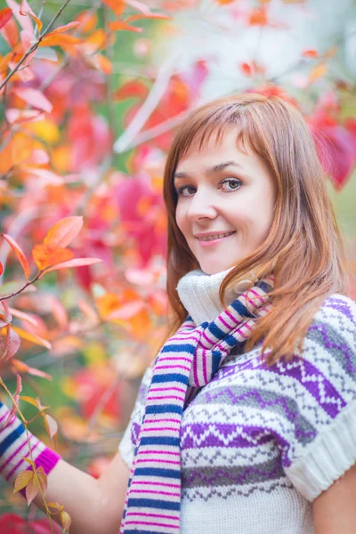 Mulher bonita em um parque de outono — Fotografia de Stock