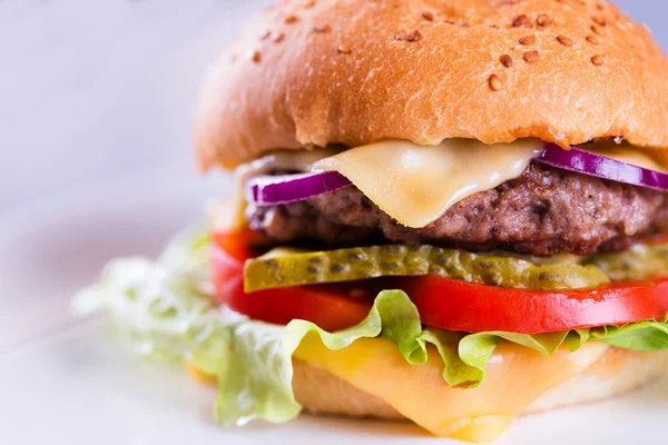 Färska välsmakande hemlagad hamburgare — Stockfoto