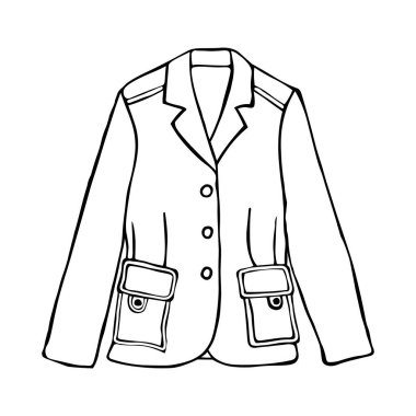 El çizimi ceket çizgisi. Erkek ceketi. Lineer doodle. Erkek blazer vektörü stili. resim çizimi