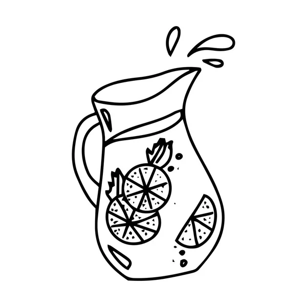 Doodle Decanter Van Limonade Hand Tekening Illustratie Vector Limonade Cartoon — Stockvector