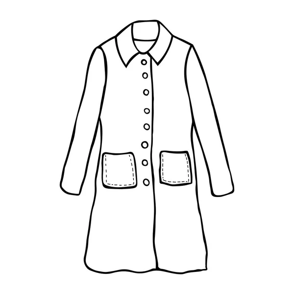 矢量草图说明 女式外套 时尚平面素描 超薄外套 用于单色绘图 — 图库矢量图片