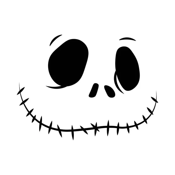 Skellington Halloween Jack Steht Silhouetten Gegenüber Vektor Halloween Gesichter Der — Stockvektor