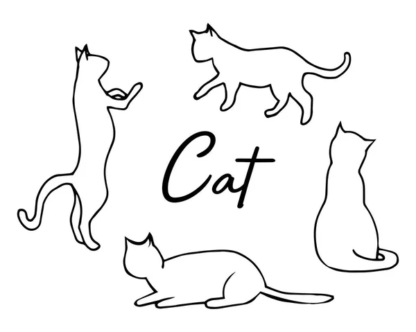 说明猫的抽象线条 设定猫的轮廓 矢量图标和标识猫咪 — 图库矢量图片