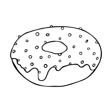 Çizgi çalışması. Çörek karalaması. El çizimi vektör çizimi. Çörek beyaz arkaplanda izole edildi.