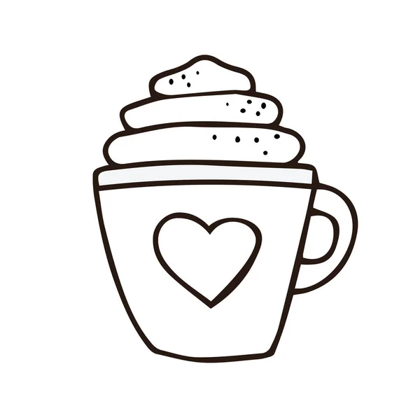Чашка Кофе Шоколад Какао Чай Иллюстрация Каракулей Карикатурный Стиль Изолированный — стоковый вектор