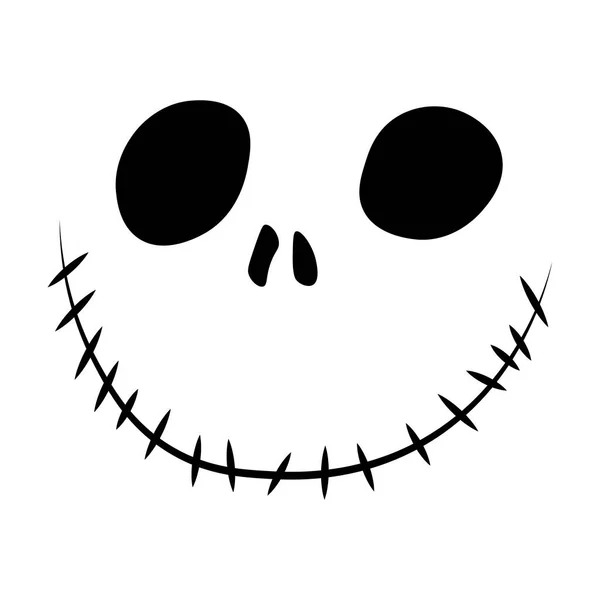 Vektör Cadılar Bayramı Yüzleri. Noel 'den önceki kabus. Jack Skellington. Cadılar bayramı kriko suratlı siluetler.