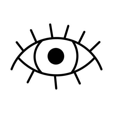 Göz simgesi. Web, kartpostal, poster ve tasarım için basit bir satır stili. Karalama insan gözü beyaz arka planda izole edilmiş. İş anlayışı görme yeteneği. Vektör illüstrasyon şarkısı.