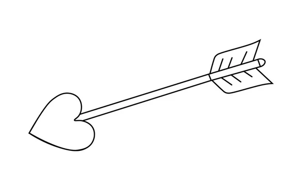 Doodle flechas de Cupido. Flecha plana, icono, ilustración del vector del logotipo. Flecha cardíaca. Decoración de San Valentín para postal, diseño, póster — Vector de stock