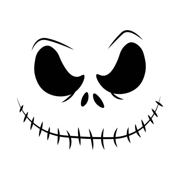 Skellington Halloween Jack Faces Silhouettes Vector Halloween Faces Nightmare Christmas — Stock Vector