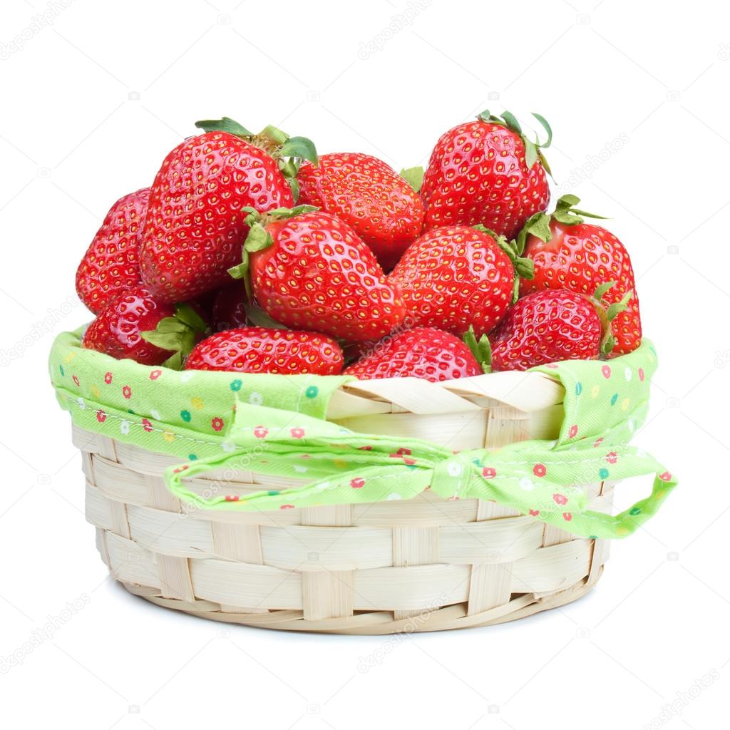 Basket of strawberry on white background