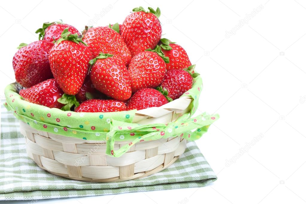 Basket of strawberry on white background
