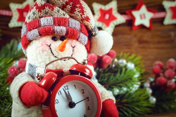 Nový rok a Vánoce sněhulák — Stock fotografie