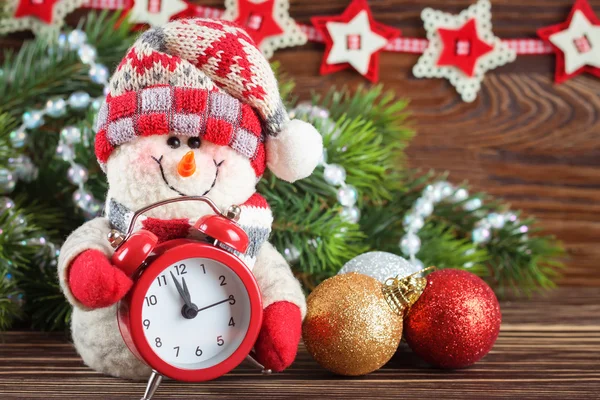 Neujahr und Weihnachten Schneemann — Stockfoto