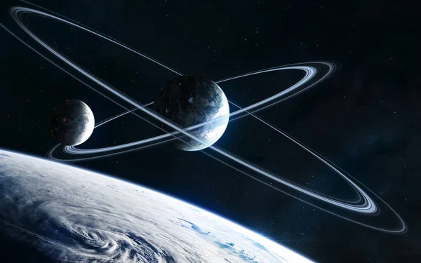 Planetas en el espacio profundo. Hermoso paisaje cósmico —  Fotos de Stock