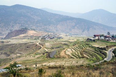 Punakha, Bhutan köyleri havadan görünümü