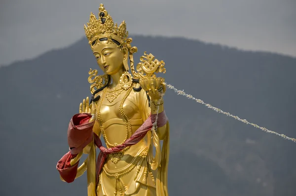 Posągi bogiń buddyjskich na wzgórzu w parku przyrody Kuenselphodrang, Thimphu, Bhutan — Zdjęcie stockowe
