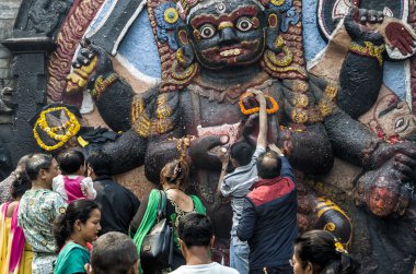  - Bhairav bu büyük taş resim Tanrı Shiva, Katmandu, Nepal temsil eder.