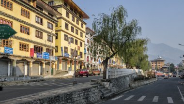  Thimphu Bhutan'da şehir görünümünü