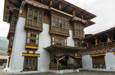 Vintage architecture of Punakha Dzong, Bhutan clipart