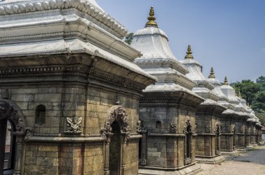 Adak tapınak ve türbelerin üst üste Pashupatinath Tapınağı, Katmandu, Nepal