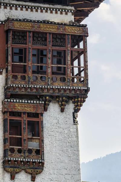 Arquitetura vintage de Tashichho Dzong, Thimphu, Butão — Fotografia de Stock