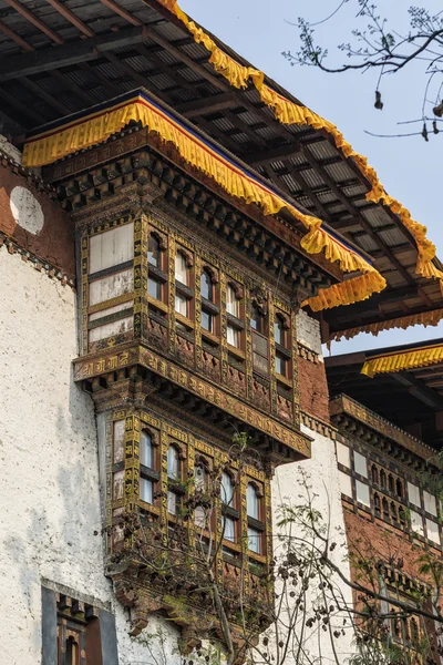 Vintage architektura Punakha Dzong, Bhutan — Zdjęcie stockowe