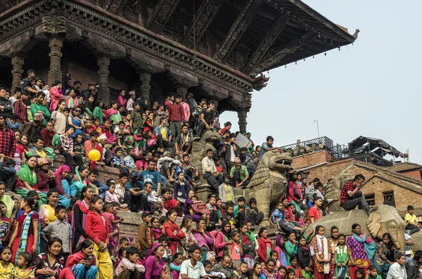 Katmandú Nepal Abril 2016 Gran Número Público Reúne Plaza Katmandú —  Fotos de Stock