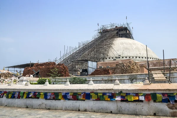 Great Boudha Stupa Repair Renovation Major Earthquake 2015 Kathmandu Nepal — Stock Photo, Image