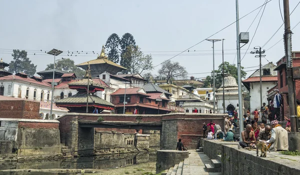 Kathmandu Nepal Kwietnia 2016 Życia Działalności Wzdłuż Święta Rzeka Bagmati — Zdjęcie stockowe