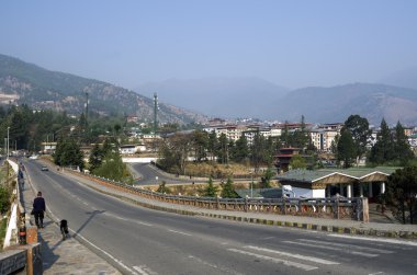 Thimphu Bhutan'da şehir görünümünü