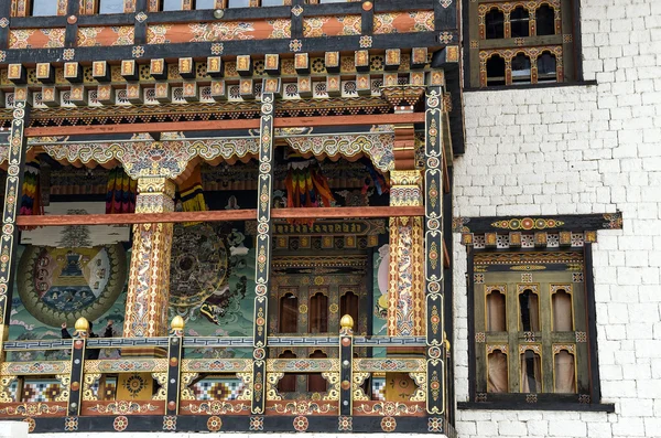 Sztuka Architektury Tashichho Dzong Thimphu Bhutan — Zdjęcie stockowe